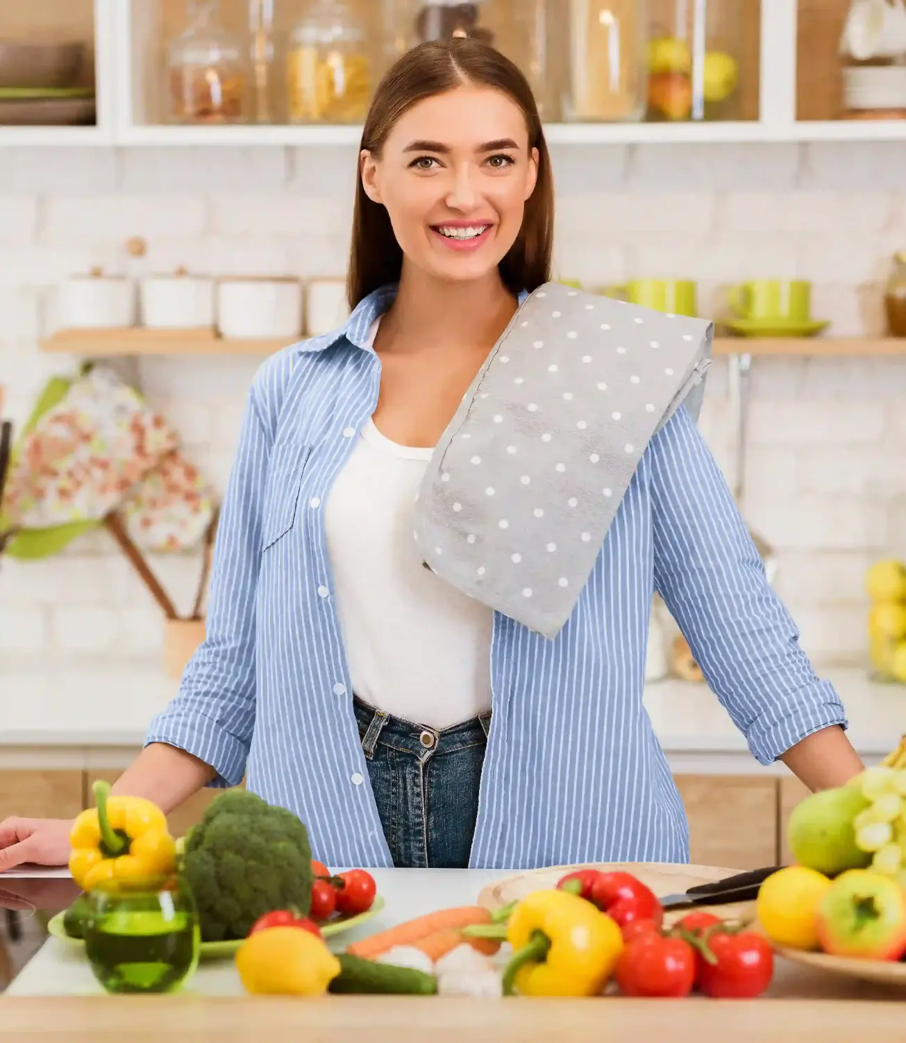 vecteezy a woman smiles as she prepares a meal in her kitchen 50833111 1 compressed compressed 1